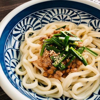 坦々風ピリ辛納豆ぶっかけうどん